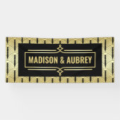 アールデコウェディングレセプションディナーパーティー金ゴールドブラック 横断幕 (横)