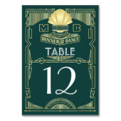 アールデコウェディングレセプションディナーパーティー金ゴールド緑 テーブルナンバー (裏面)