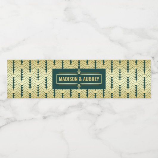 アールデコウェディングレセプションディナーパーティー金ゴールド緑 ペットボトルラベル (シングルラベル)