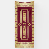 アールデコウェディングレセプションディナー金ゴールドブルゴーニュ 横断幕 (縦)