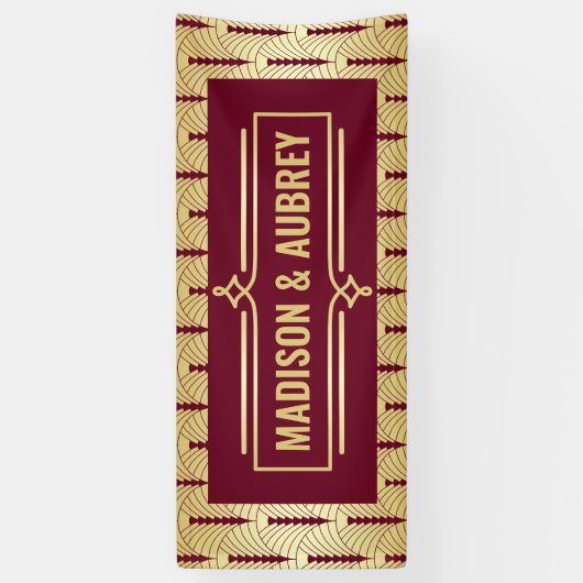 アールデコウェディングレセプションディナー金ゴールドブルゴーニュ 横断幕 (縦)