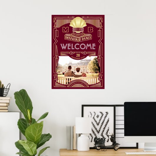 アールデコウェディングレセプションフォトウェルカムサイン ポスター (ホームオフィス)