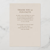 アールデコウェディングレセプションメニューゴールドフォイルカード 箔招待状 (裏面)