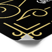 アールデコウェディングレセプション金ゴールドブラックウェルカムサイン ポスター (角)