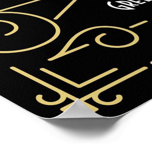 アールデコウェディングレセプション金ゴールドブラックウェルカムサイン ポスター (角)