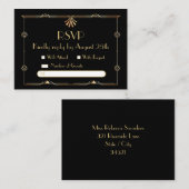 アールデコウェディングRSVPフラットノートカード ノートカード (正面/裏面)