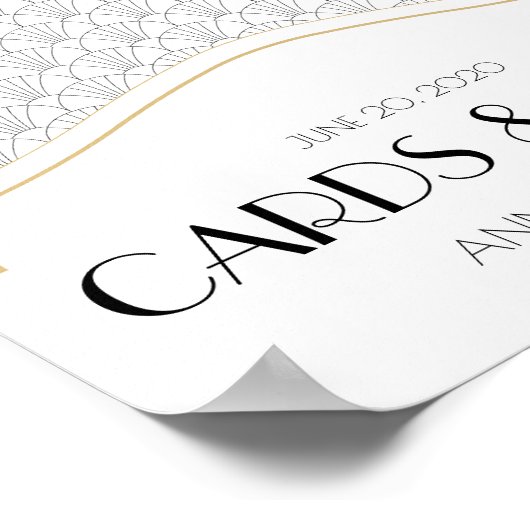 アールデコウェルカムカードと結婚ギフトのサイン ポスター (角)