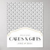 アールデコウェルカムカードと結婚ギフトのサイン ポスター (正面)