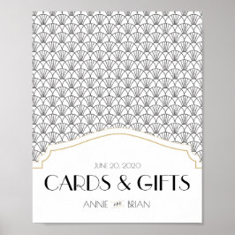 アールデコウェルカムカードと結婚ギフトのサイン ポスター