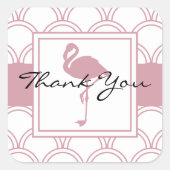 アールデコウェーブパッテンピンクフラミンゴサンキュー スクエアシール (正面)