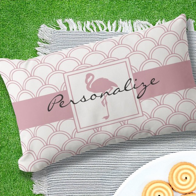 アールデコウェーブパッテンピンクフラミンゴ アウトドアクッション (クリエイターアップロード済み)