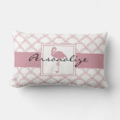 アールデコウェーブパッテンピンクフラミンゴ ランバークッション (正面)