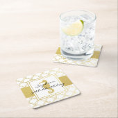 アールデコウェーブ金ゴールドグリッターシーホース誕生日パーティー スクエアペーパーコースター (インサイチュ)