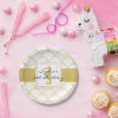 アールデコウェーブ金ゴールドグリッターシーホース誕生日パーティー ペーパープレート (パーティー)