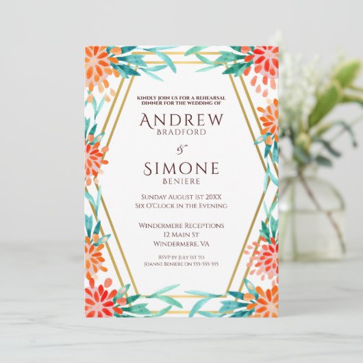 アールデコウォーターカラーリハーサルディナー招待状 招待状 (スタンド正面)