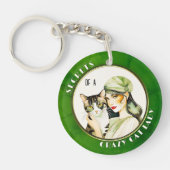 アールデコウォーター熱狂するカラーキャットレディーキーチェーン キーホルダー (正面)