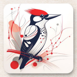 アールデコウッドペッカー懸命プラスチックコースターセット コースター
