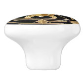 アールデコウミガメ黒と金ゴールド海をテーマ セラミックノブ (側面)