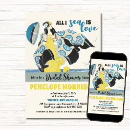 アールデコウーマンインラブインザシーブライダルシャワー 招待状