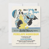 アールデコウーマンインラブインザシーブライダルシャワー 招待状 (正面)