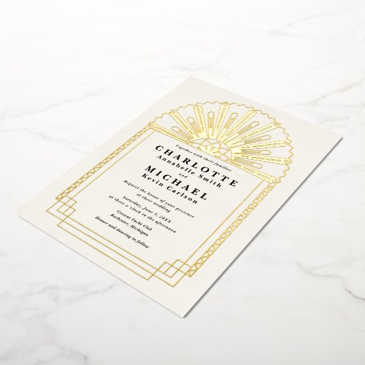 アールデコエレガンス結婚式招待状 箔招待状 (回転した状態)