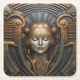 アールデコエレガントアールヌーボー銀金ゴールドメタル スクエアペーパーコースター