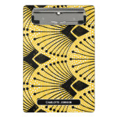 アールデコエレガントイエローピーコックパターン ミニクリップボード (正面)