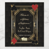 アールデコエレガントカジノラスベガストランプのポーカー結婚ズ ワインラベル (シングルラベル)