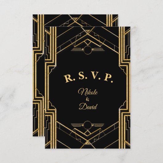 アールデコエレガントギャツビーR.S.V.P.カード 出欠カード (正面/裏面)