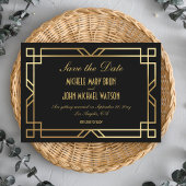アールデコエレガントクラシック金ゴールド日付の黒の保存 招待状