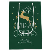 アールデコエレガントクリスマストナディアグリーン金ゴールド ミディアムペーパーバッグ (裏面)