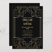 アールデコエレガントスタイルヴィンテージ20sテーマ結婚の 招待状 (正面/裏面)