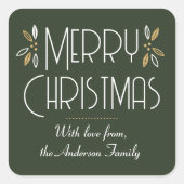 アールデコエレガントタイポグラフィ深いグリーン スクエアシール (正面)