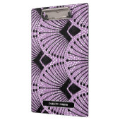 アールデコエレガントパープルピーコックパターン クリップボード (左)