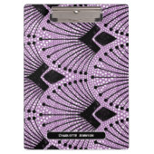 アールデコエレガントパープルピーコックパターン クリップボード (正面)