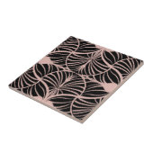 アールデコエレガントピンクとブラックガッシュホタテ タイル (側面)