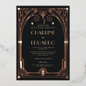 アールデコエレガントブラック金ゴールド20クラシックs結婚の 箔招待状 (正面)