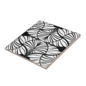 アールデコエレガントブラック&ホワイトグーアッシュのホタテ タイル (側面)