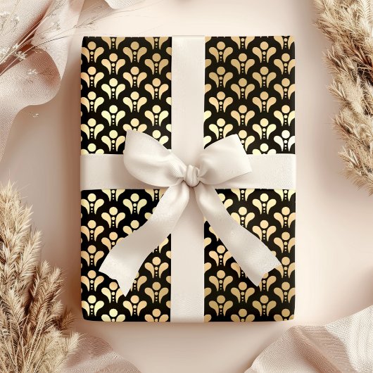 アールデコエレガントブラック&金ゴールド誕生日パーティー ラッピングペーパーシート
