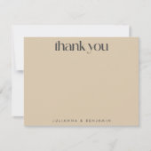 アールデコエレガントベージュブラウン名前をカスタムする結婚ズ サンキューカード (正面)