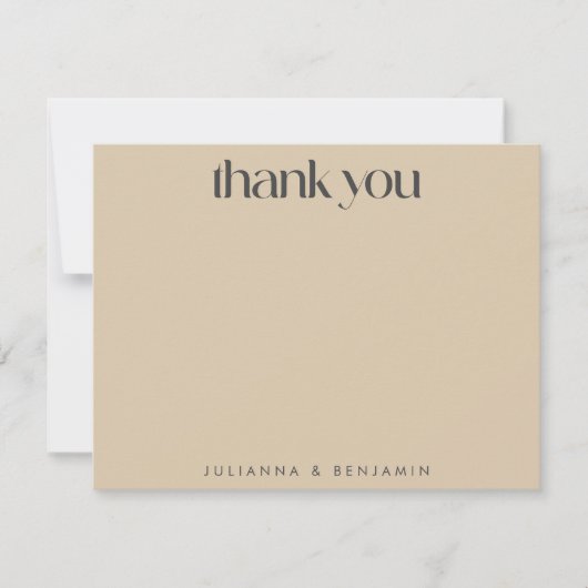 アールデコエレガントベージュブラウン名前をカスタムする結婚ズ サンキューカード (正面)