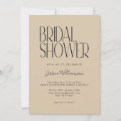 アールデコエレガントベージュブラック文字ブライダルシャワー 招待状 (正面)