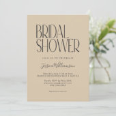 アールデコエレガントベージュブラック文字ブライダルシャワー 招待状 (スタンド正面)