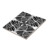 アールデコエレガントホワイトとブラックガッシュホタテ タイル (側面)