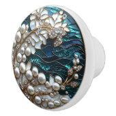 アールデコエレガントホワイトパールダイヤモンド セラミックノブ (右)