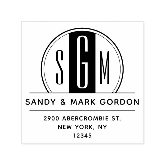 アールデコエレガントモノグラムサークル差出人住所 セルフインキングスタンプ (デザイン)