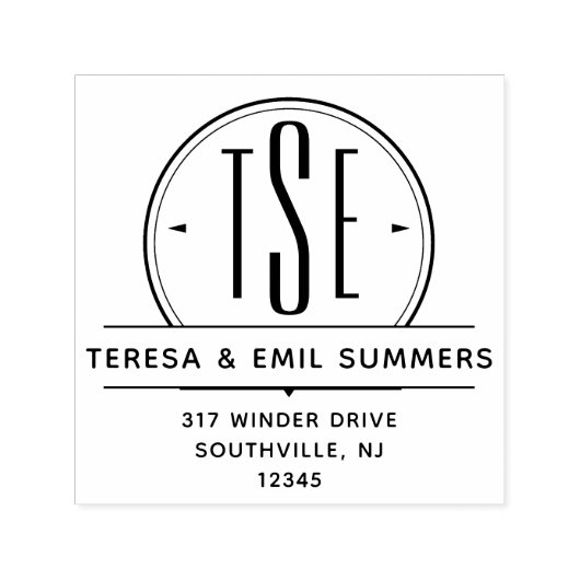 アールデコエレガントモノグラムサークル差出人住所 セルフインキングスタンプ (デザイン)