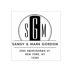 アールデコエレガントモノグラムサークル差出人住所 ラバースタンプ