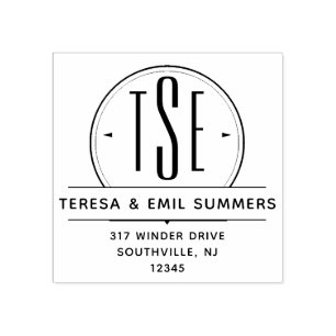 アールデコエレガントモノグラムサークル差出人住所 ラバースタンプ