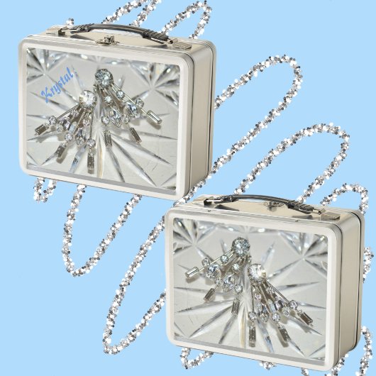 アールデコエレガントヴィンテージラインストーンズグラマラス メタルランチボックス